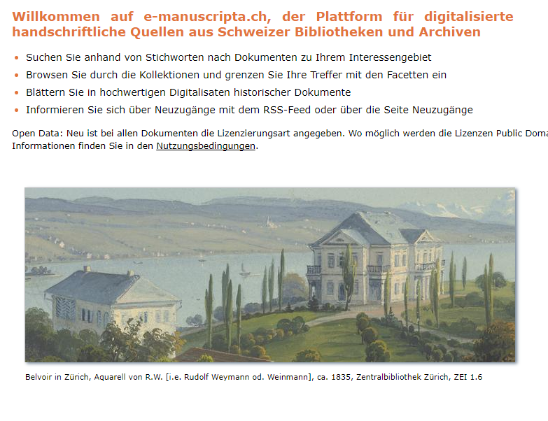 Beispiel www.e-manuscripta.ch